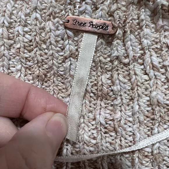 Free People Rare Knit Marled Oatmeal Short Sleeve Sweater - Picture 7 of 11